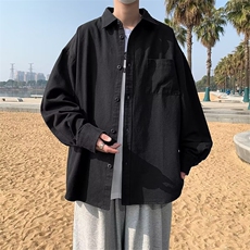 2023春夏季潮流复古学院风白衬衫翻领百搭休闲衬衣男W7140-P38，男装衬衫，星座512-2