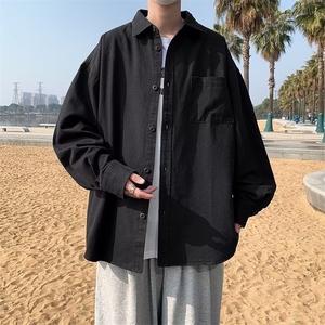 2023春夏季潮流复古学院风白衬衫翻领百搭休闲衬衣男 W7140-P38图片