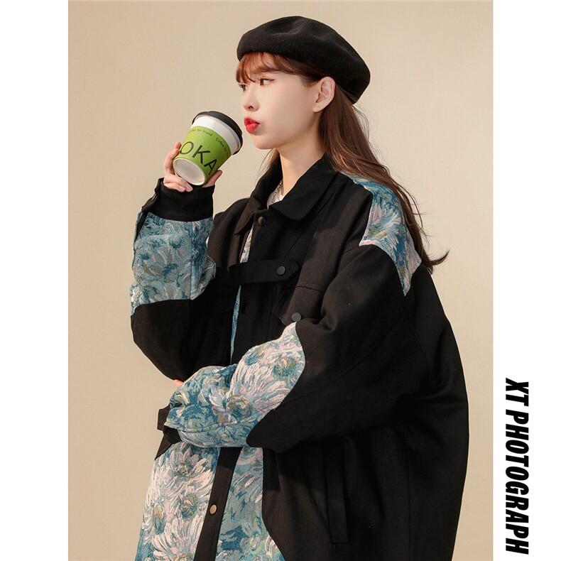 1中性风刺绣拼接棉衣女夹克棉衣男外套男8706P115控158，女装棉衣/棉服，星座226-2