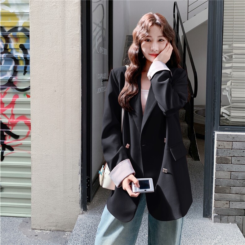 粉色时尚通勤百搭西装外套女2025秋季新款洋气日系气质小西服外套,女装西装,2C053