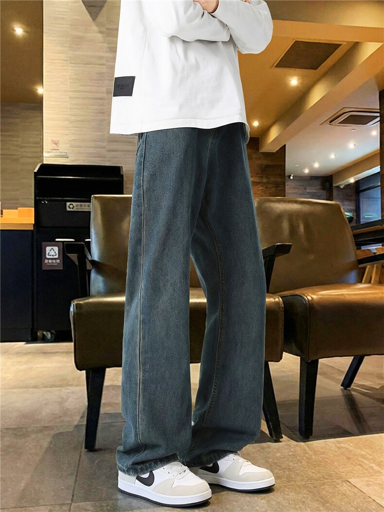 TP28潮流微喇牛仔裤男款美式高街vibe裤子宽松显身形长裤合身微喇,男装牛仔裤,星座302A-2