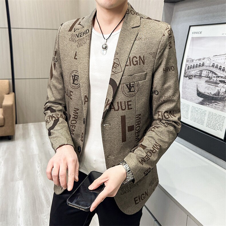 春秋帅气休闲韩版修身提花男士小西服两扣西服XZ613B-5310-P70，男装西服，星座613B