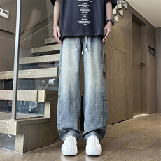 美式高街复古牛仔裤男vibe潮牌宽松休闲百搭直筒K750-特批-45，男装牛仔裤，星座718-1