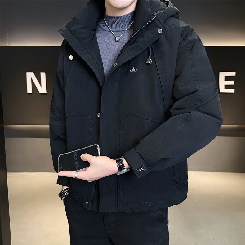 55805-L-3XL-P215标50绒店主风男士连帽休闲冬季纯色羽绒服外套,男装羽绒服,电商B255