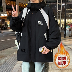 冬季新款加绒加厚外套青少年工装潮流韩版连帽夹克男XH6208A-P75，男装夹克，星座1206（原A206）