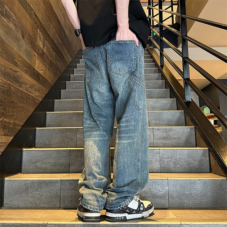 2025春季新款外景大码美式漆点牛仔裤M-5XGK24110-P60，男装牛仔裤，电商A022