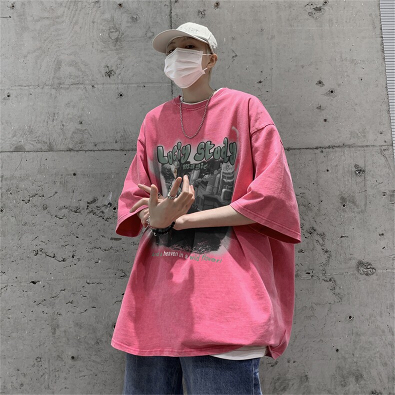 TX10P35XZ517A-6夏季新款水洗做旧宽松休闲短袖,男装T恤,星座517A-6