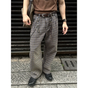 2025春季薄款美式条纹休闲裤男款潮流运动卫裤宽松垂感褶皱直筒裤图片