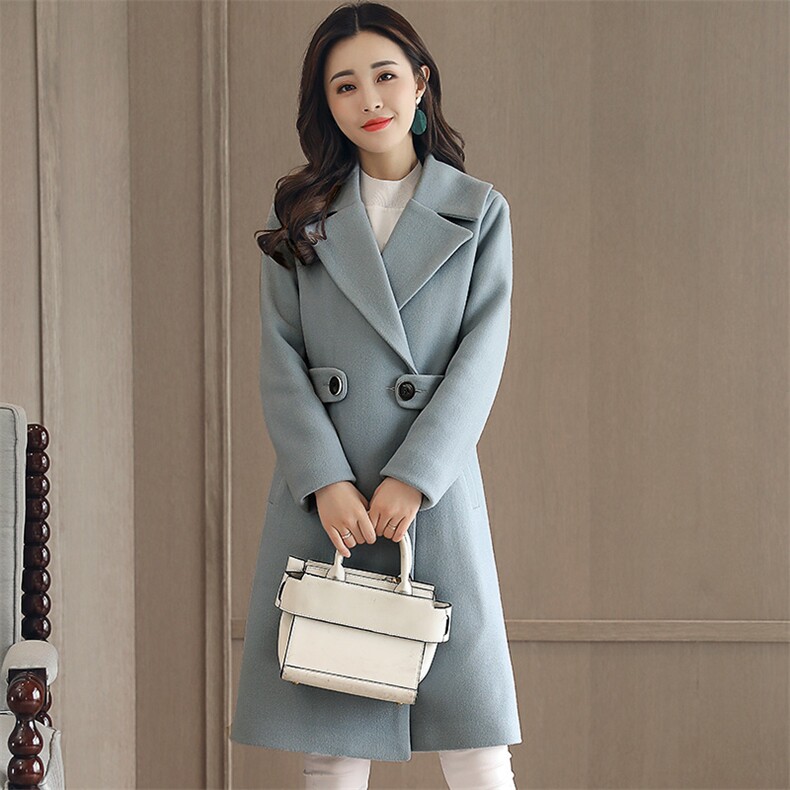 2020年冬季长袖中长款直筒毛呢外套唯美气质优雅可爱唯美纯色时尚,女装毛呢外套,笃写