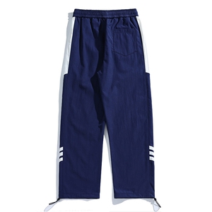 白底秋冬侧边拼接拖地工装裤宽松休闲伞兵裤男K23328-P40控58图片
