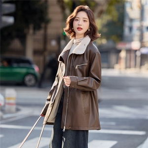 【冬季女装新款】中长款派克服加绒加厚保暖皮棉P-155图片