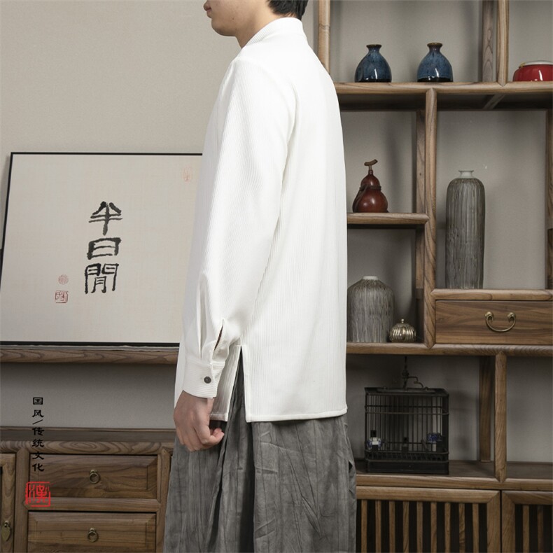 2025春夏新款风男装立领新中式男士衬衫X02P80,男装衬衫,钱塘802