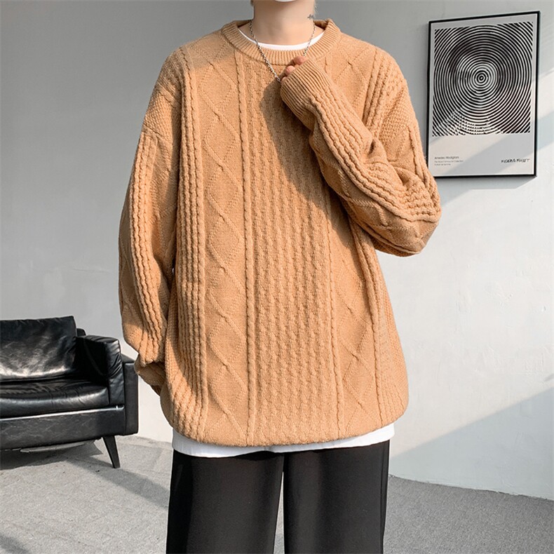 8XL-M圆领毛衣男秋冬季宽松慵懒套头麻花针织衫毛线衣MY19005P68,男装针织衫/毛衣,电商B312