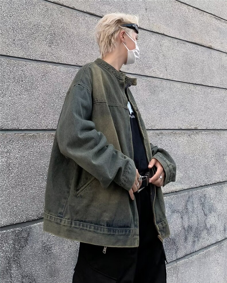 新款美式复古水洗做旧牛仔外套男春秋宽松休闲夹克上衣JH334-P68,男装夹克,星座1008