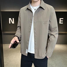 男士长袖衬衫秋季2025新款痞帅潮牌薄款衬衣外套A313-25615-P98，男装衬衫，电商A313