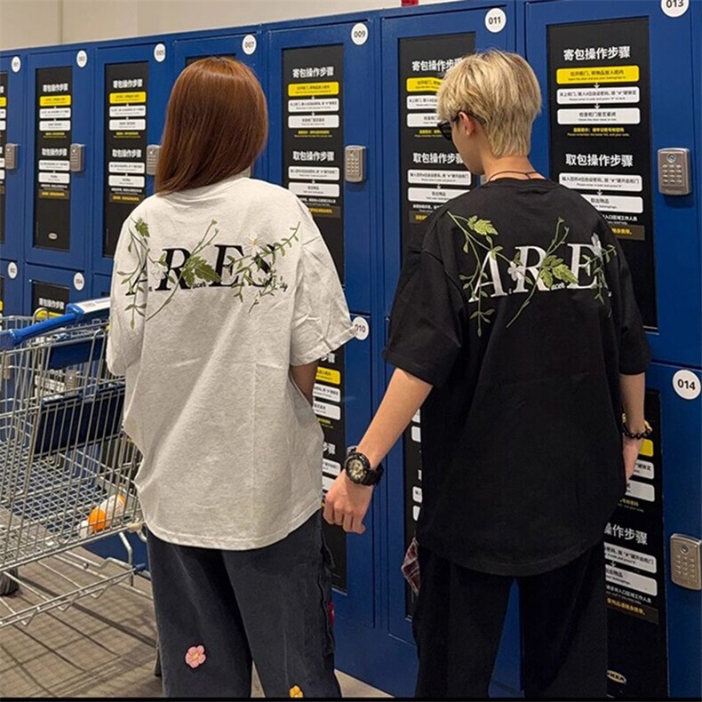 万针全刺绣工艺抖音得物高品质260克重磅纯棉双纱美式高街短袖T恤,男装T恤,电商A486