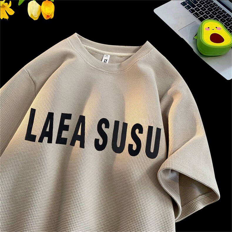 华夫格短袖 直播高品质重磅220克 LAEA厚板印花HT3101-P20图片