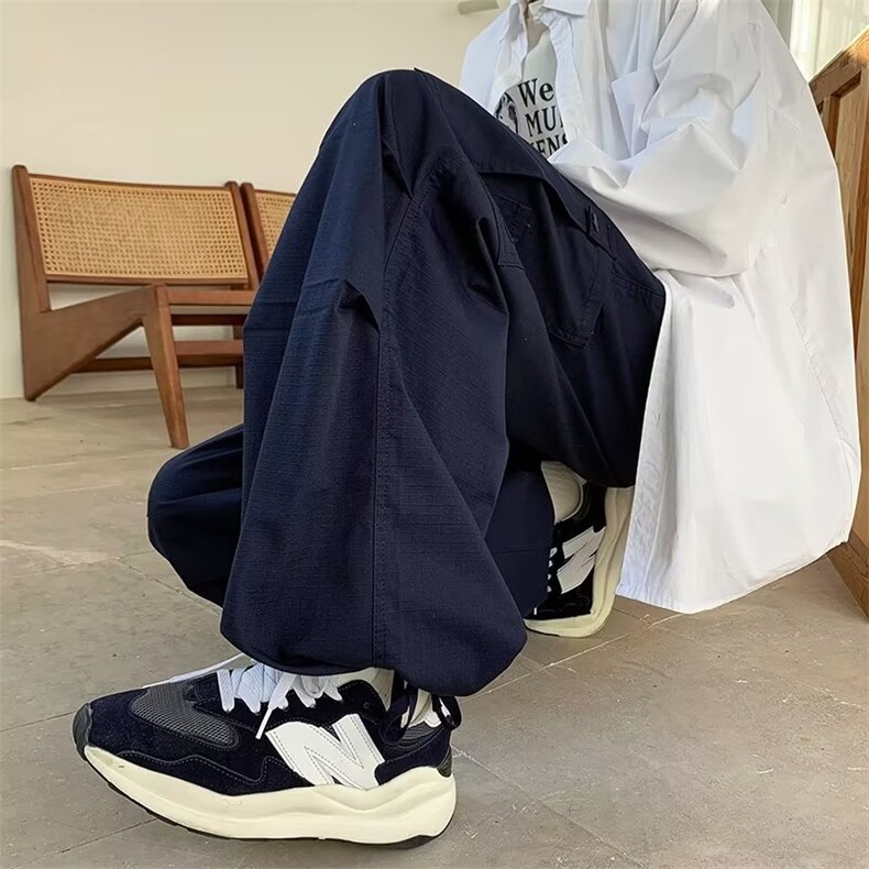 工装裤男夏季美式高级感痞帅阔腿裤垂感直筒宽松休闲裤G9155-p48,男装休闲裤,星座1008