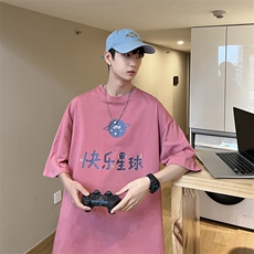 港风大码宽松休闲宽松短袖男T恤衫电商基地服装城D201-DM99-P25，男装T恤，电商D321-1