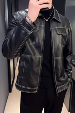 2024秋冬皮衣夹克修身翻领PU机车皮衣外套男py56603-p98M-4XL，男装皮衣，电商D303