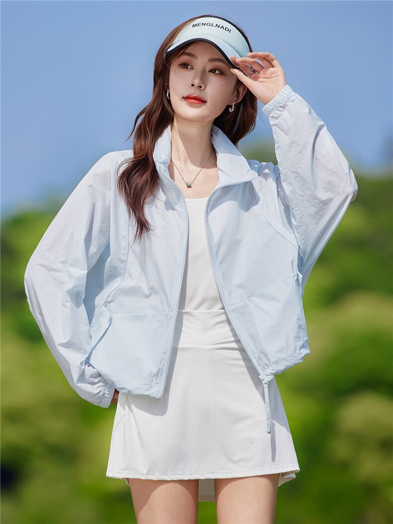 现货2026夏季新款休闲韩版宽松轻薄遮阳连帽（帽子可收纳）短外套,女装防晒衣,靓衣阁