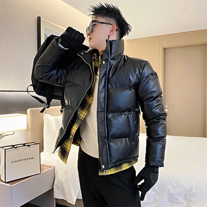 AY89/特P138控178冬季社会小伙假两件工装百搭拼接棉衣男黑首1