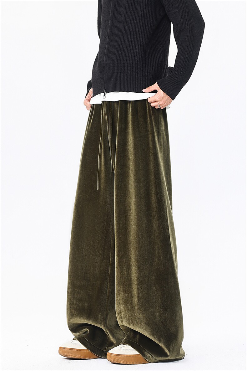 8XL-M加绒美拉德宽松金丝绒阔腿裤垂感拖地裤K993P55加绒65控78,男装卫衣,电商D206-1