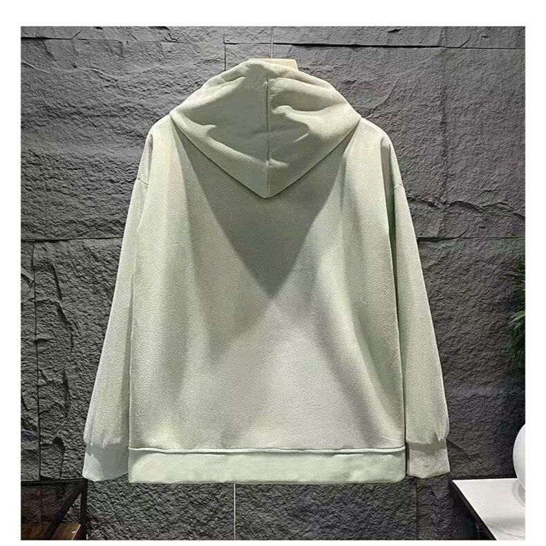 麂皮绒卫衣男春秋款美式复古潮牌外套秋季高街重磅宽松连帽衫上衣,女装短外套,星座1210-1