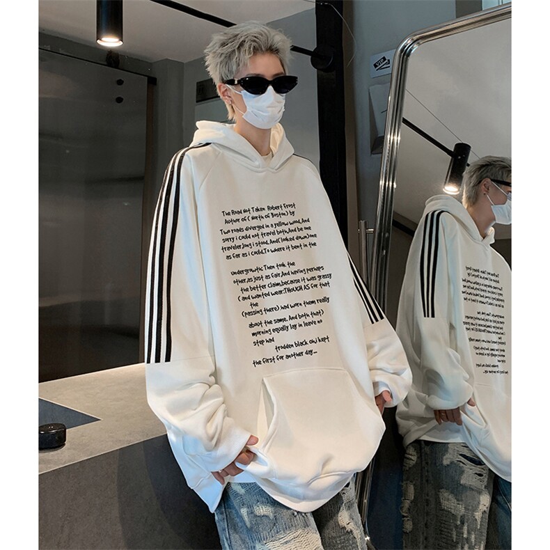 抖音得物供货提供视频秋冬重磅美式宽松织带连帽卫衣0407,男装卫衣,电商A486