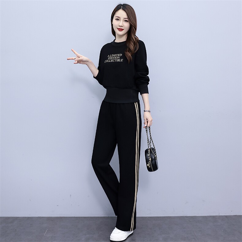 运动休闲女秋季2023新款高级感早秋时尚洋气卫衣阔腿裤，女装运动套装，凯瑟曼