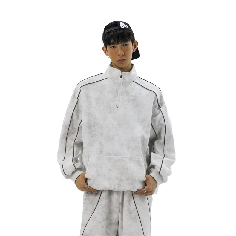 可二开脏脏灰扎染大码M-5XL卫衣WY78064P68卫裤WK78065P68套装，男装休闲套装，星座227-7