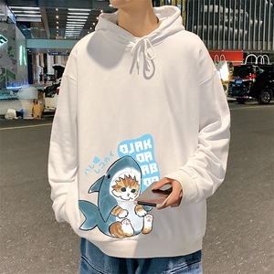 WY2217-P35  纯棉连帽卫衣男大码运动帽衫宽松薄外套男图片