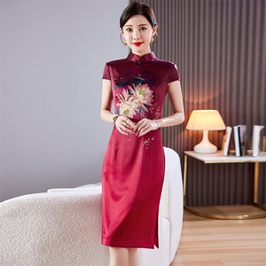 婚礼妈妈礼服香云纱高端气质杭州真丝改良旗袍连衣裙喜婆婆婚宴装