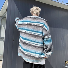 彩条纹撞色圆领毛衣男针织衫男MY09155-P58，男装针织衫/毛衣，星座308B-1