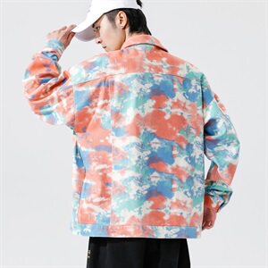 2021春秋季新无影墙日系大码男扎染宽松牛仔夹克外套NJ6006-P75图片