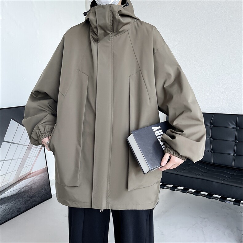 JK9085/P75春装新款连帽夹克男防水防风冲锋衣潮男大码外套上衣，男装夹克，电商A141