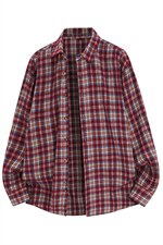 春季新款跨境电商）格子男女情侣款潮流宽松格纹衬衣，男装衬衫，星座1107-1