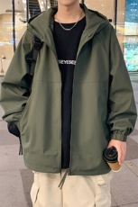 港风二开纯色上衣夹克宽松落肩拼色冲锋衣外套JK835P75，男装夹克，星座1204-3
