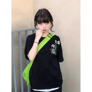 万针全刺绣工艺抖音得物高品质260克重磅纯棉双纱美式高街短袖T恤图片