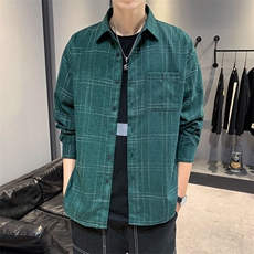 春新款男士格子衬衣港风潮流青少年格纹上衣DT，男装衬衫，电商A102