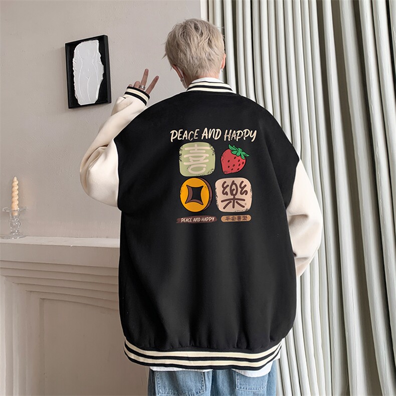 摇粒绒棒球服男大码开衫卫衣男夹克BF86322-P65,男装夹克,电商A040