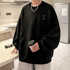 华夫格卫衣圆领卫衣男大码长袖t恤男外套HW76305-P30加绒款-P40，男装卫衣，电商A040