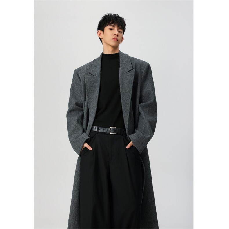 韩系氛围感毛呢大衣男女秋冬季加厚中长款过膝韩版高级感呢子外套，男装风衣，星座812