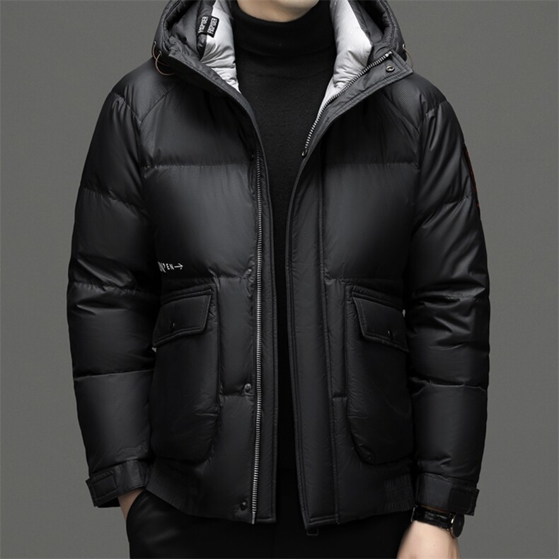 羽绒服男士2023新款中年连帽商务休闲上衣冬季加厚保暖外套男装,男装羽绒服,电商B212（原钱塘6029）