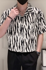 男士夏季轻熟风小V领印花宽松花衬衫301A-1/CS391/P55，男装衬衫，星座301A-1
