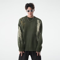 潮牌破坏版毛衣秋冬季宽松外穿高街痞帅感情侣针织衫YC133/P52，男装针织衫/毛衣，星座506