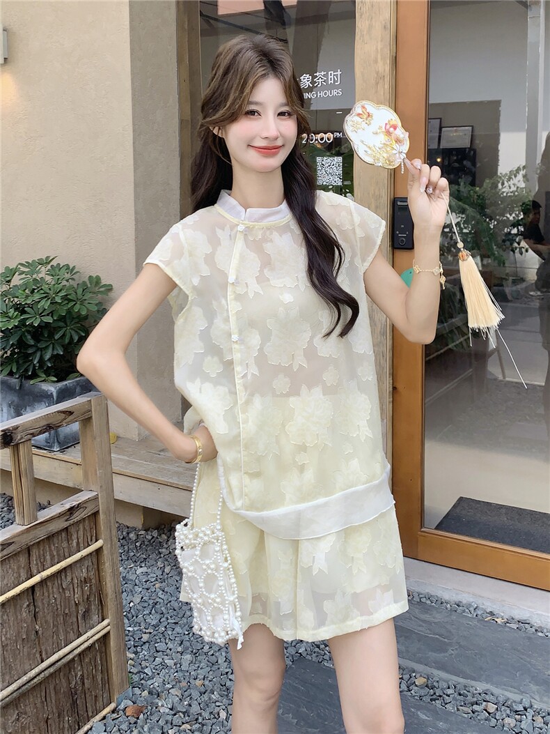 《现货好数据》26夏新中式提花短裤套装女RF2B153-7019-P155-K248,女装套装/套裙,时尚风爆