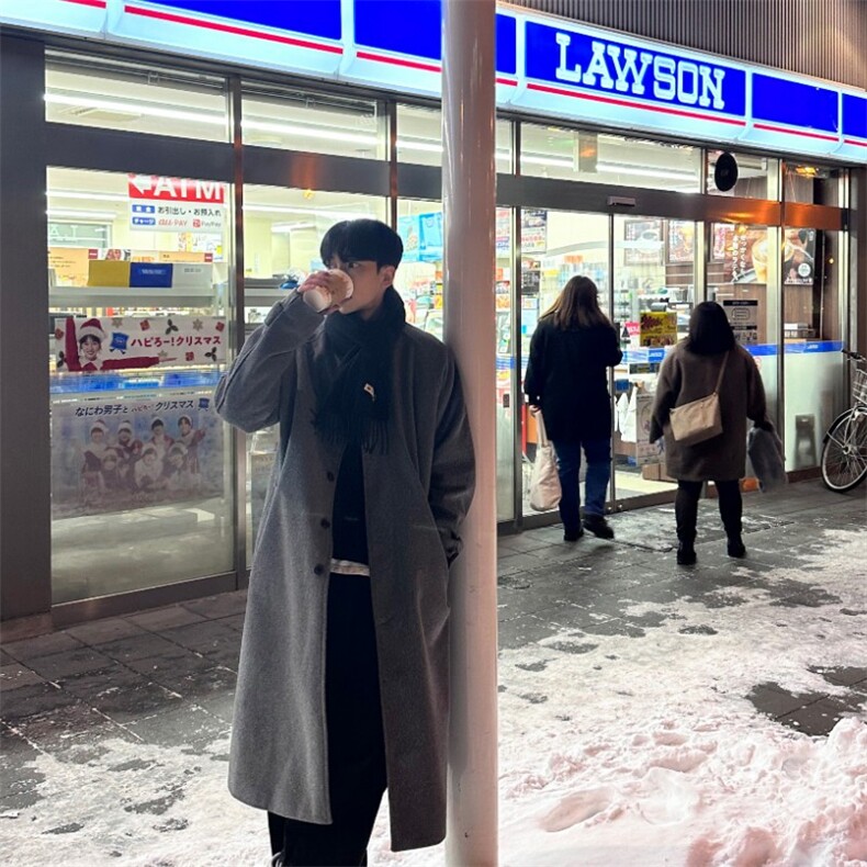 816B-DY1003-P120冬季毛呢大衣男韩版过膝加厚呢子外套休闲风衣,男装毛呢大衣,星座816B
