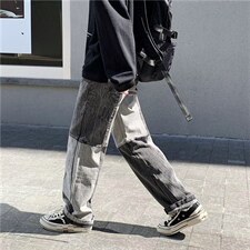 秋季拼色坠感拖地牛仔裤男女同款街头宽松复古长裤潮牌G290-p45，男装牛仔裤，星座1008-2