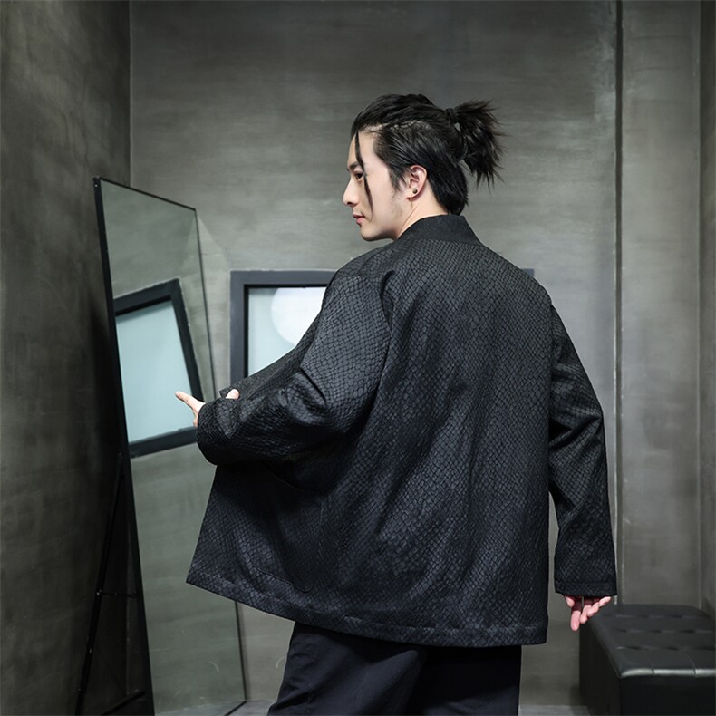 春夏新中式风蟒纹提花男女情侣款汉服道袍唐装开衫KS06,男装民族服装,星座305A（原312A-1）